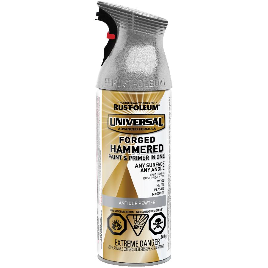 Rust Oleum 340g Universal Hammered Pewter Aerosol Solvent Paint