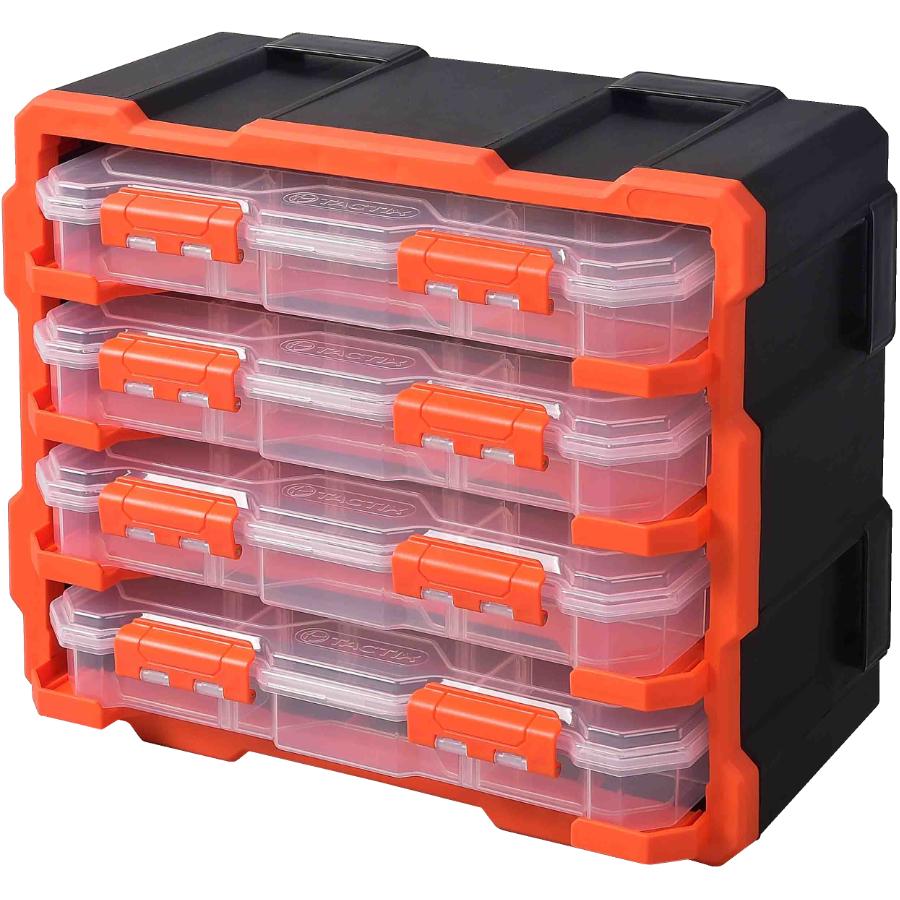 Tactix 320020 Hardware & Parts Organizers Black/Orange 4 Piece Set