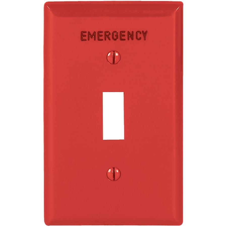 TayMac WE-T 1-Gang Red Metal Emergency Toggle Wall Plate - Smooth Finish With Screws For Standard Outlets