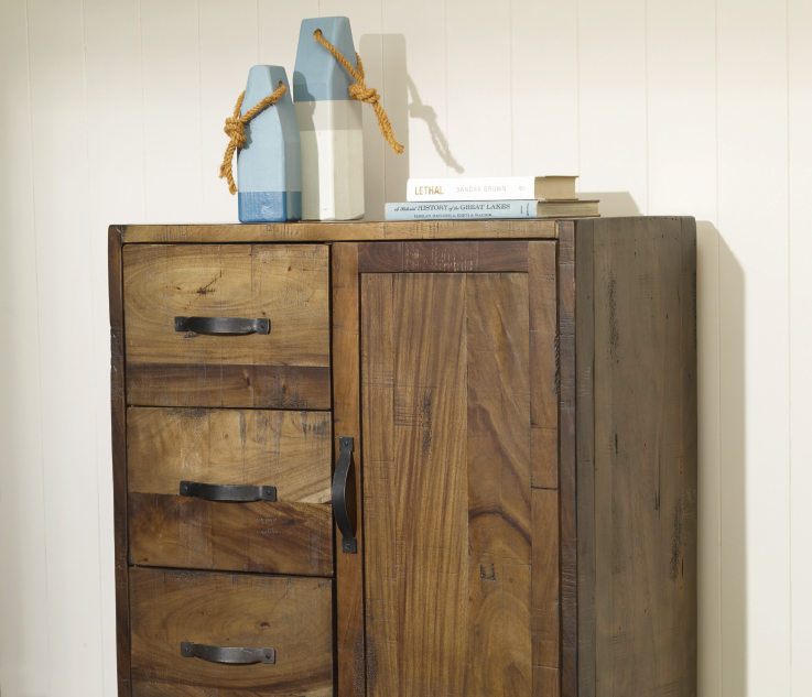 SF25672 by Style Craft - JONAH CHEST 32in w. X 32in ht. X 16in d. Three  Drawer Fir Wood Chest with Woven Cane Drawer Fron