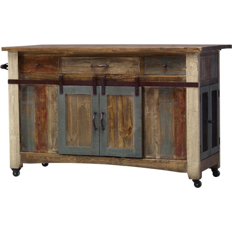 Antique Brown Varnished Oak Kitchen Island product image