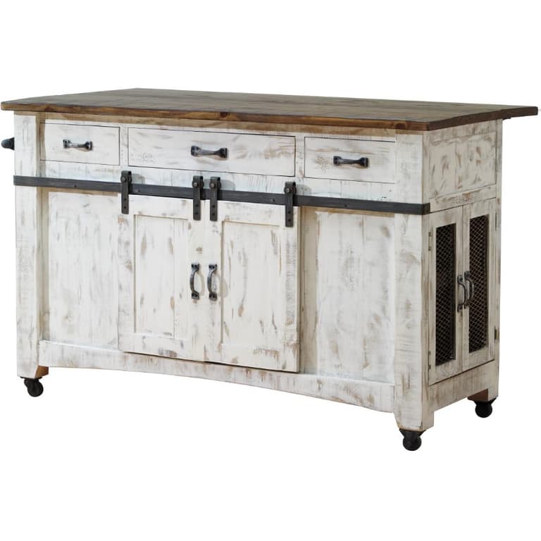 Ifd International Furniture Direct Pueblo Collection White Kitchen Island | Home Hardware