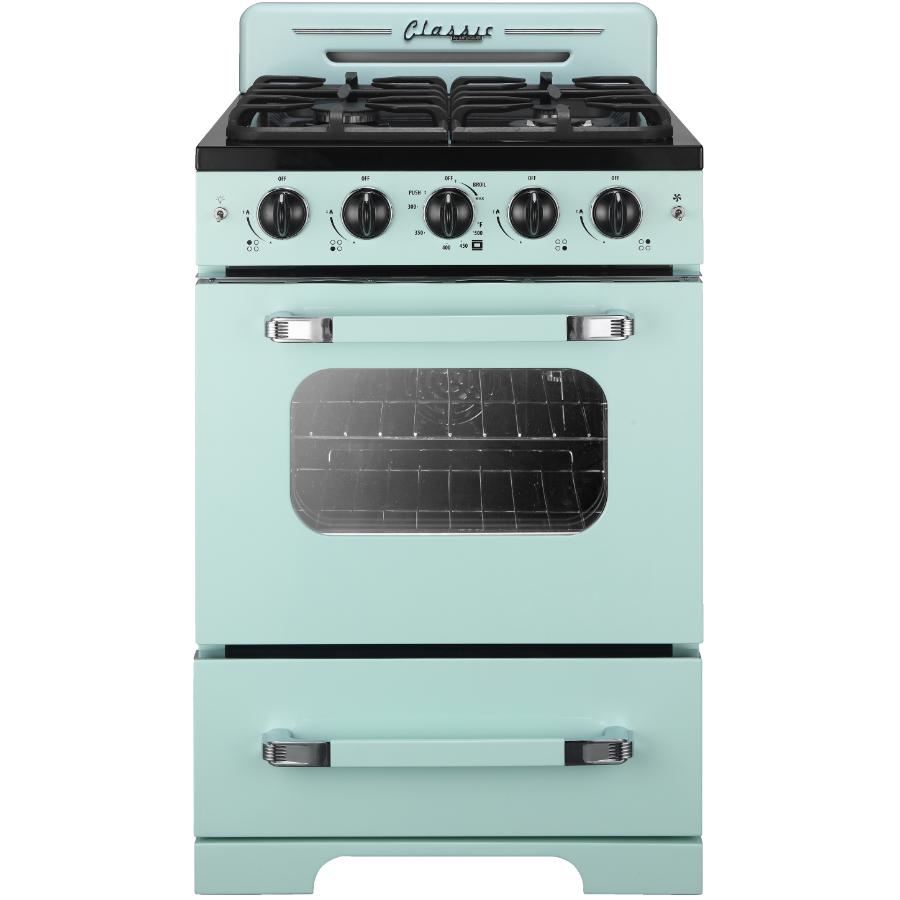 Unique Appliances Classic Retro 24 in. 2.9 Cu. ft. Retro GAS Range with Convection Oven in Midnight Black