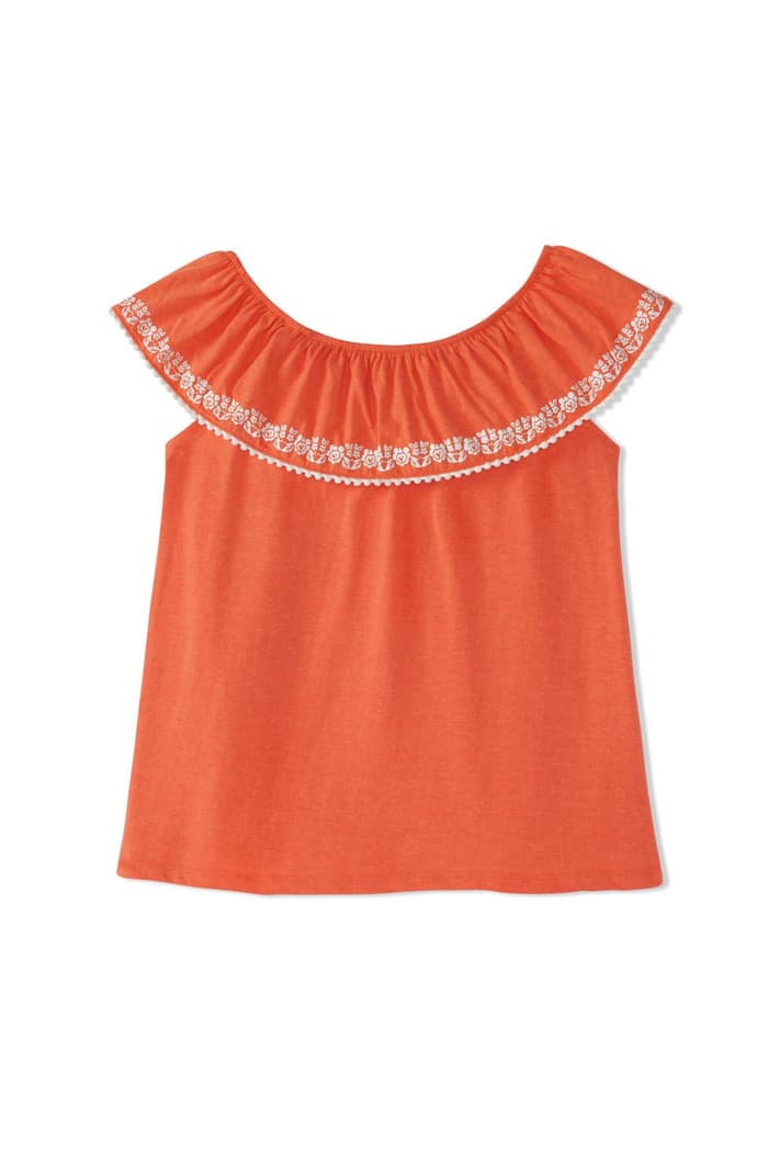 front view of  Knit Peasant Top