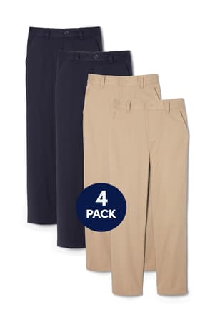 front view of multipack of  4-Pack Pull-On Relaxed Fit Stretch Twill Pant