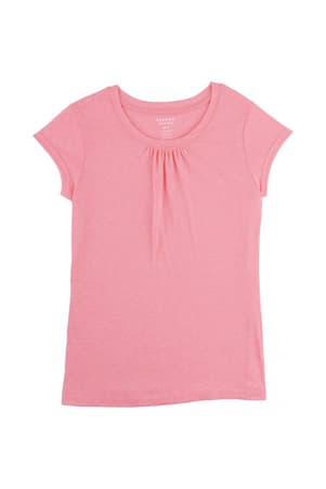 front view of  Girls Short Sleeve Crew Neck Tee Light Pink 3-Pack