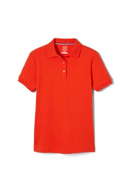 front view of  Girls Short Sleeve Interlock Polo - FINAL SALE