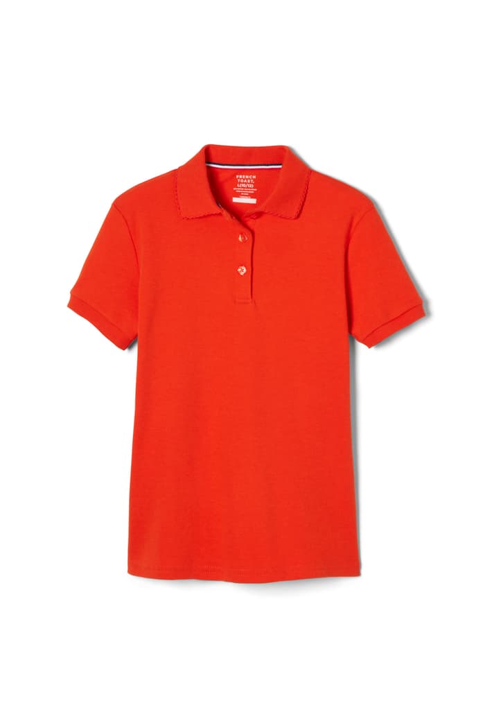 front view of  Girls Short Sleeve Interlock Polo - FINAL SALE
