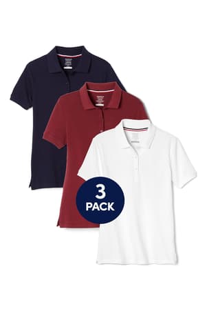 Short sleeve feminine fit pique polos. 3 pack of  3-Pack Short Sleeve Fitted Stretch Pique Polo (Feminine Fit)