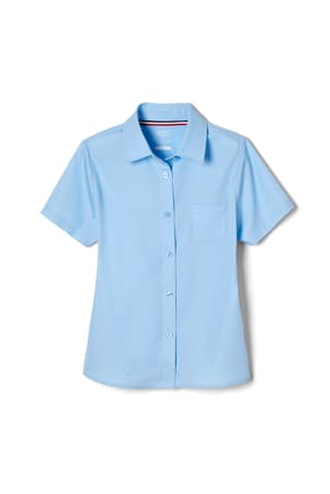 front view of  Short Sleeve Pointed Collar Blouse with Pocket