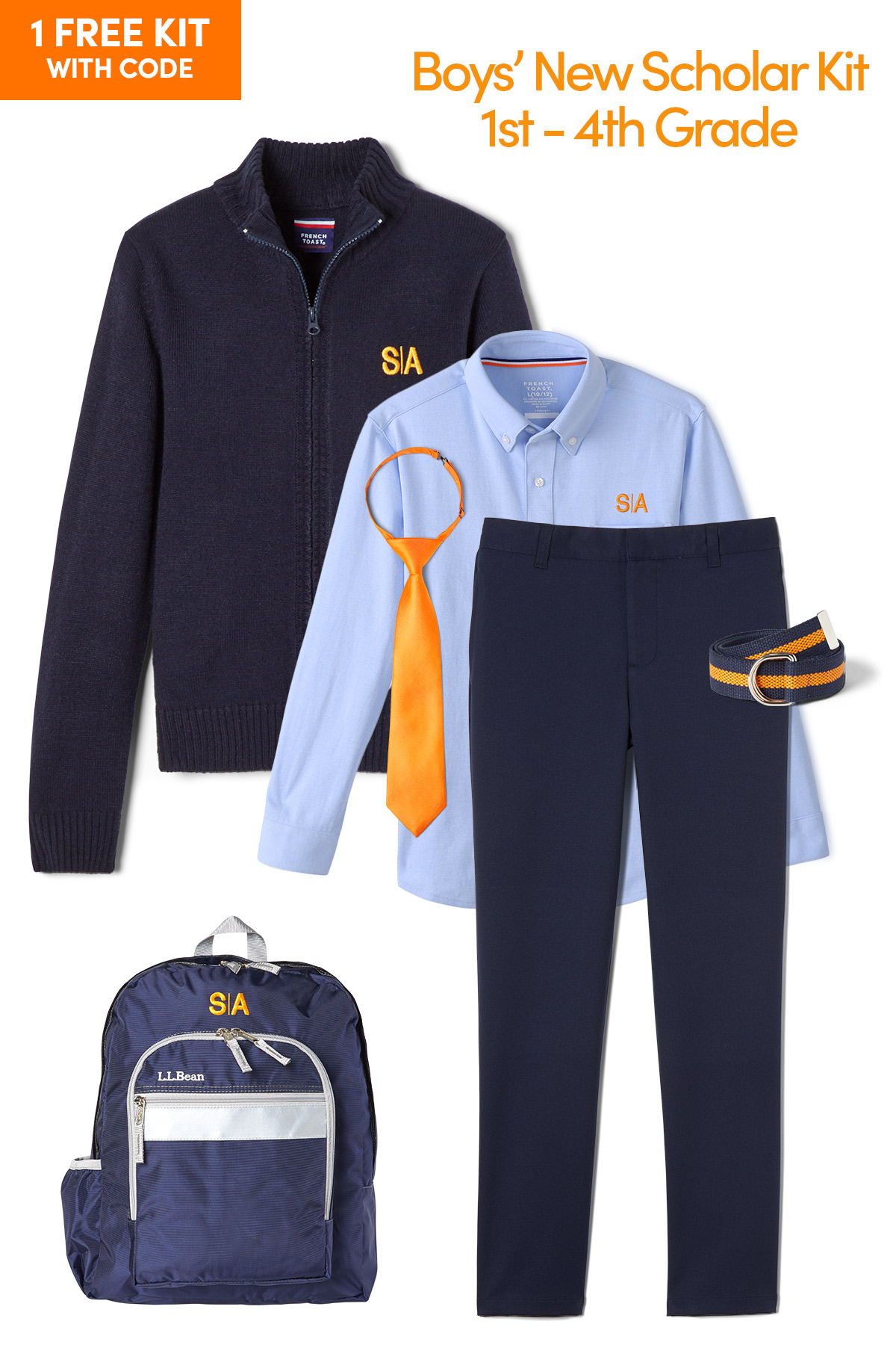Product Image with Product code BSA-3,name  Boys' New Scholar Kit 1st to 4th Grade (One FREE kit w/code)  