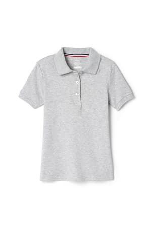 front view of  Porter Gaud Short Sleeve Interlock Polo with Picot Collar (Feminine Fit)
