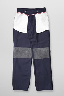 View of power knee lining of  Adjustable Waist Pleated Double Knee Pant - FINAL SALE