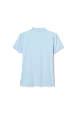 back view of  Short Sleeve Ruffle Polo (Feminine Fit)