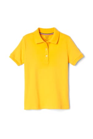 front view of  Girls Short Sleeve Interlock Polo - FINAL SALE