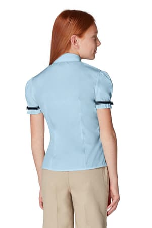 back on figure view of  Short Sleeve Ribbon Bow Blouse