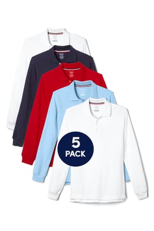 Long sleeve pique polos. 5 pack of  5-Pack Long Sleeve Pique Polo