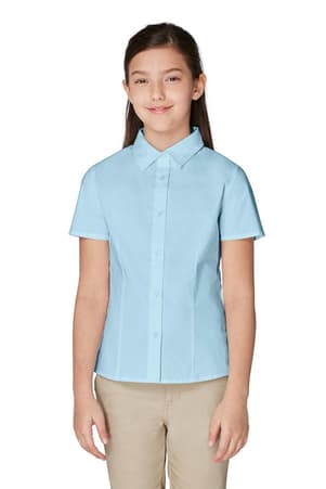 front on figure view of  Short Sleeve Stretch Blouse