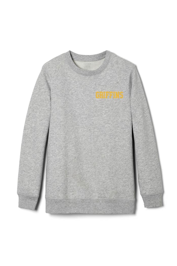 Front view of Aristoi Classical crewneck fleece sweatshirt