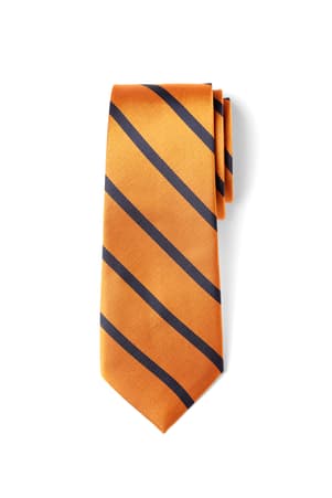 front view of  Orange with Navy Stripes 58" Tie