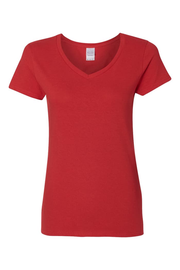 front view of  Adult Heavy Cotton Womens V-Neck Tee