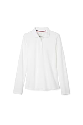 front view of  5-Pack Long Sleeve Fitted Stretch Pique Polo (Feminine Fit)
