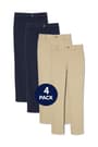 Girls&#39; pull-on pants. 4 pack of  4-Pack Girls' Pull-On Straight Fit Stretch Twill Pant opens large image - 1 of 3