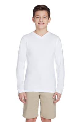 back view of  Long Sleeve V-Neck Tee Shirt