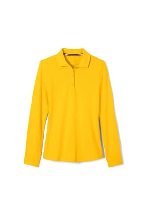 front view of  Long Sleeve Fitted Stretch Pique Polo (Feminine Fit)