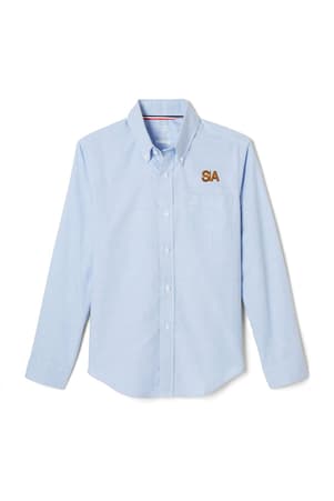 front view of  Long Sleeve Oxford Shirt with Success Academy Logo