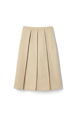 front view of  Elastic Back Long Pleated Skirt