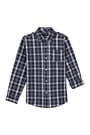 front view of  Long Sleeve Dark Blue Plaid Woven Shirt opens large image - 1 of 1