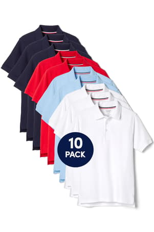 Short sleeve pique polos. 10 pack of  10-Pack Short Sleeve Piqué Polo