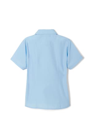 back view of  Short Sleeve Pointed Collar Blouse with Pocket