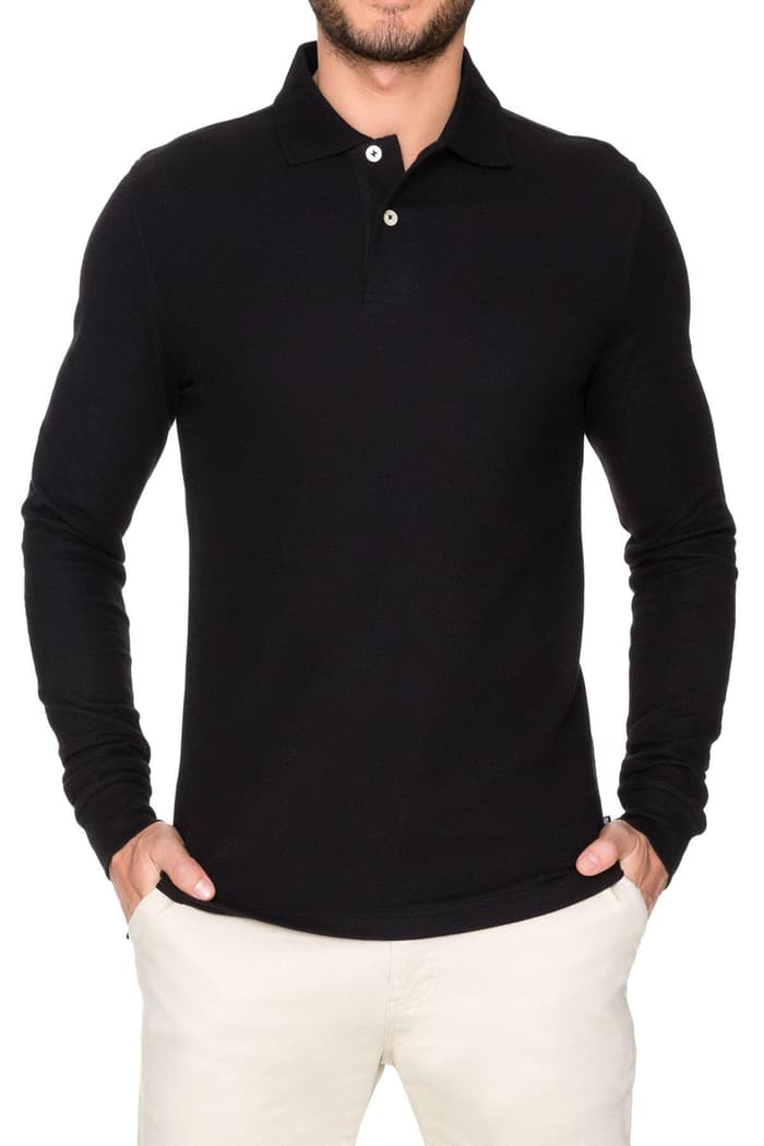 front view of  Long Sleeve Pique Polo