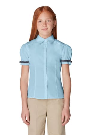 back on figure view of  Short Sleeve Ribbon Bow Blouse