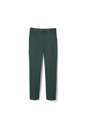 front view of  Green Flat Front Double Knee Pant