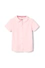Front view of Pink Short Sleeve Peter Pan Blouse opens large image - 1 of 2