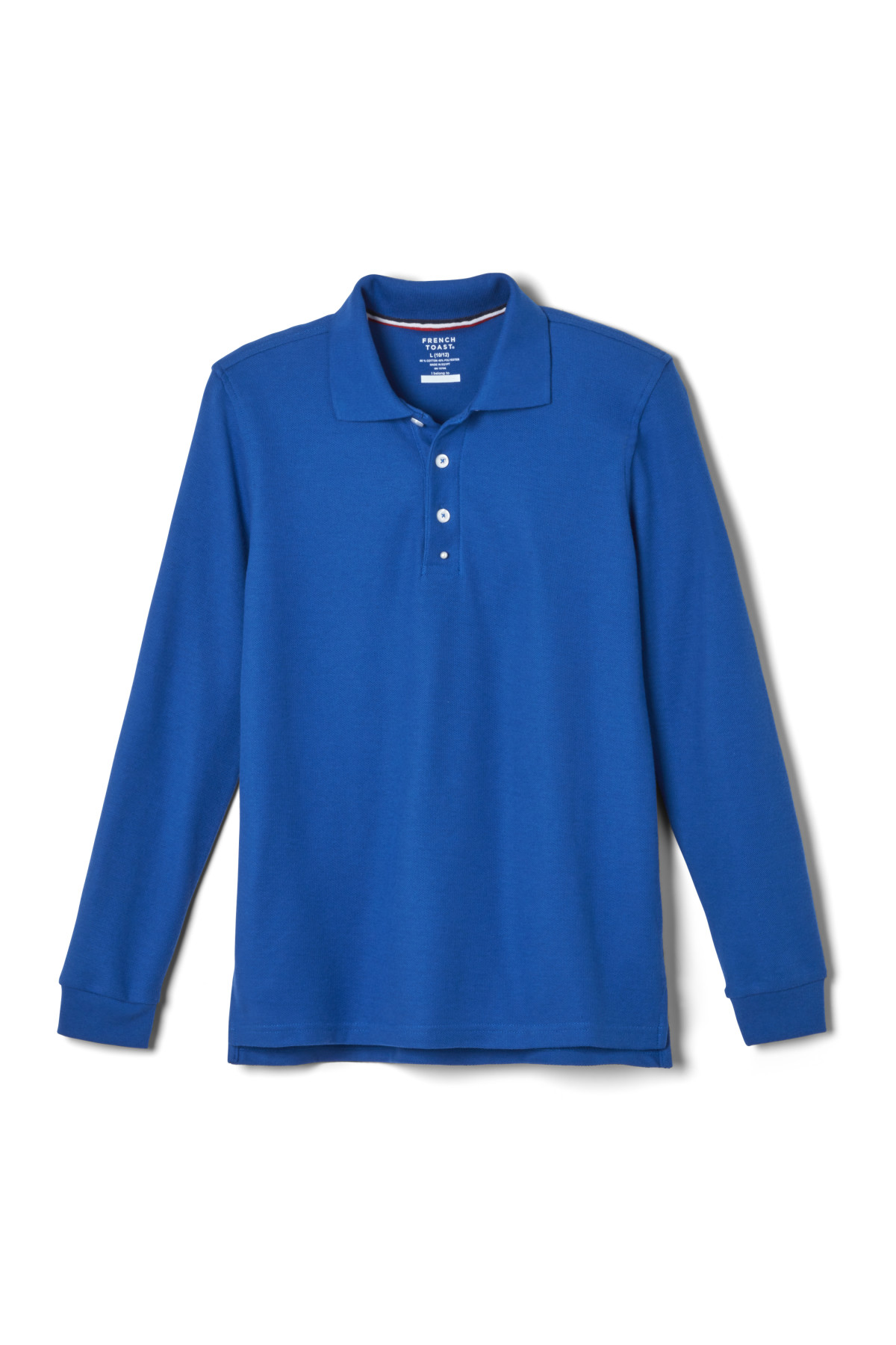 Wholesale Boys Long Sleeve Pique Polo Shirt School Uniform in Royal Blue