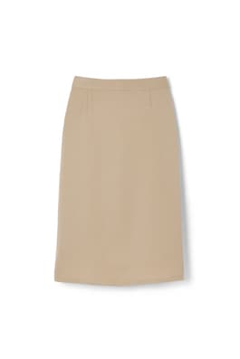 back view of  Adjustable Waist Front Pleat Calf Length Skirt