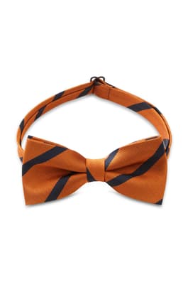 front view of  NEW Orange with Navy Stripes Adjustable Bow Tie