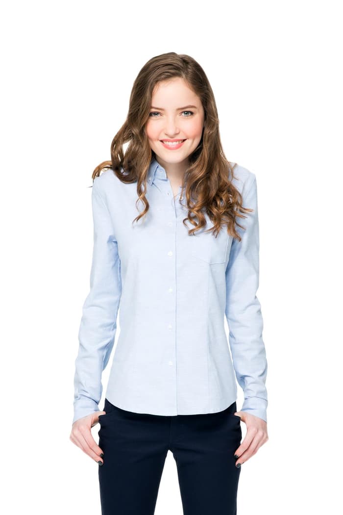 front view of  Lee Long Sleeve Oxford Blouse