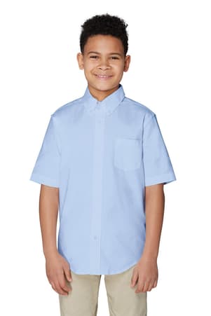 front on figure view of  Short Sleeve Stretch Oxford Shirt