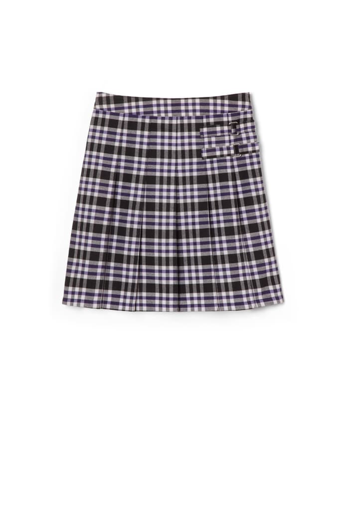 Front view of Plaid Two-Tab Skort 