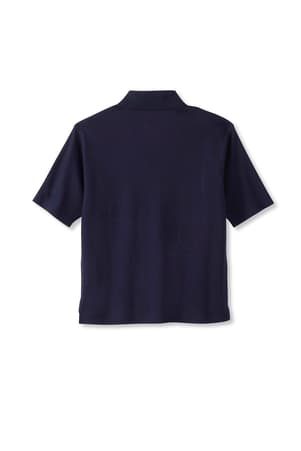 back view of  New! Adaptive Seated Short Sleeve Interlock Polo