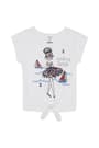 front view of  Short Sleeve Tie Front Beach Graphic Tee opens large image - 1 of 1
