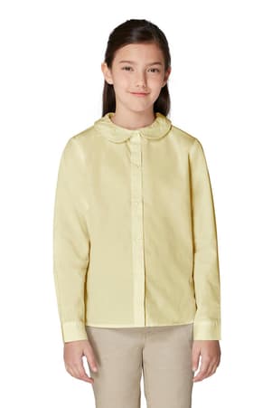 front on figure view of  Long Sleeve Modern Peter Pan Blouse