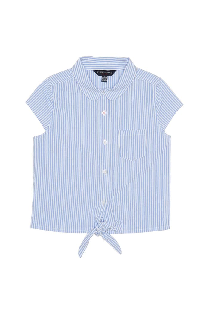 front view of  Short Sleeve Tie Front Top