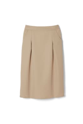 front view of  Adjustable Waist Front Pleat Calf Length Skirt