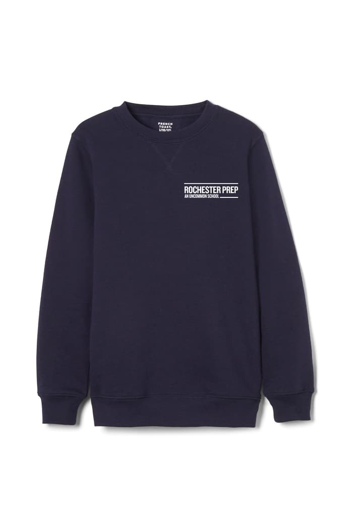 Front view of Uncommon Rochester crewneck fleece sweatshirt